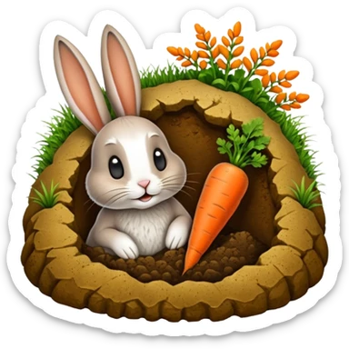 Rabbit burrow, carrot outside sticker