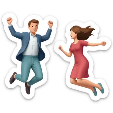 Man and woman jumping off building sticker