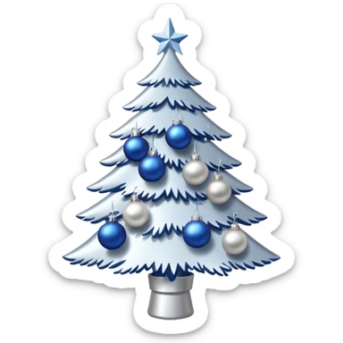 White christmas tree withe blue and silver decoration sticker