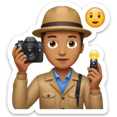 Photographer with flash speedlight,with camera sticker