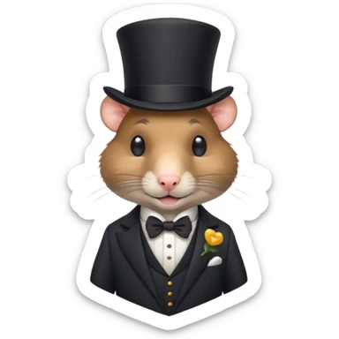 fancy rat with a smug smirk, wearing a top hat, monocle, and suit, emoji style sticker