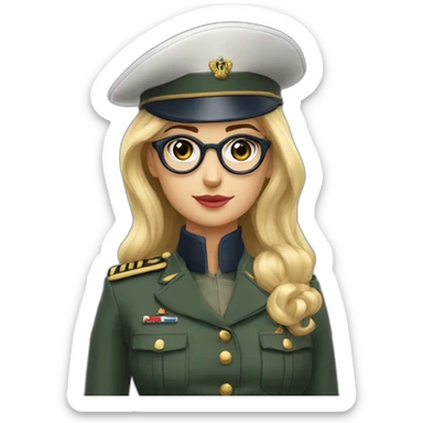 maeva sergent militaire francais blonde yeux bleu et lunettes sticker