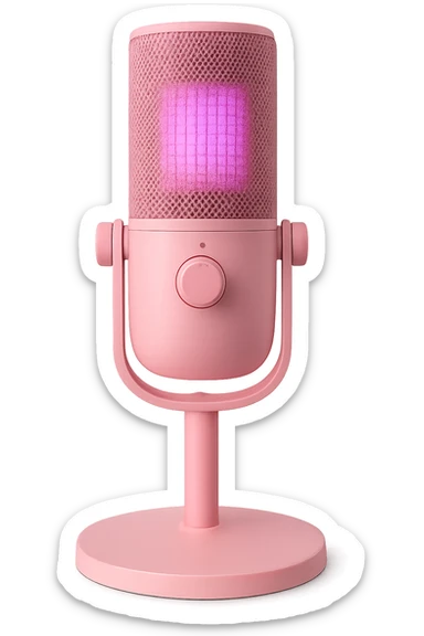 pink game streaming microphone sticker