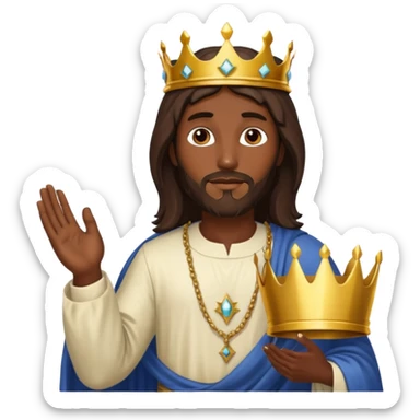 Dark skin Jesus Christ holding a crown in hand sticker