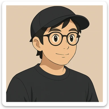 Make the guy in glasses and a black cap larger, keep the same style sticker