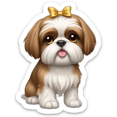 Dog Shih Tzu with a bow on head full-body sticker