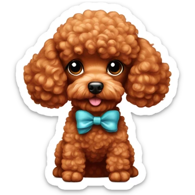Red toy poodle with bow sticker