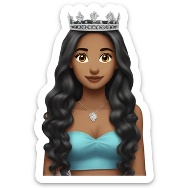 Latina princess tiara long hair black sticker