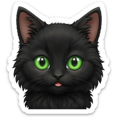 A photo-realistic digital illustration of a black kitten sticker
