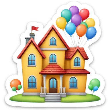 house with balloons on top sticker