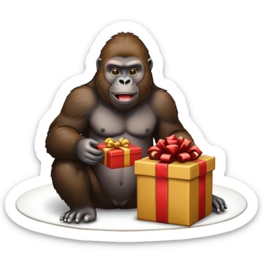 gorilla opening present sticker