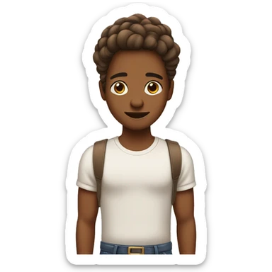 A brown skin person with a buzz and a strand of hair in the back ￼ sticker