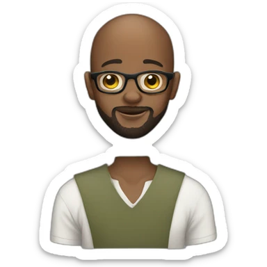 African young with beard and no hair wears glasses sticker