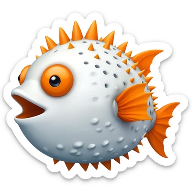 A blowfish puffs up to protect itself, showing off its spiky charm in the ocean sticker