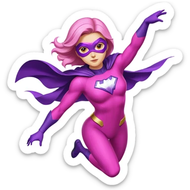 pink violet woman superhero flying sticker
