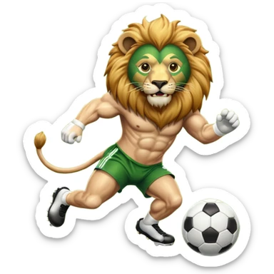 lion playing soccer sticker