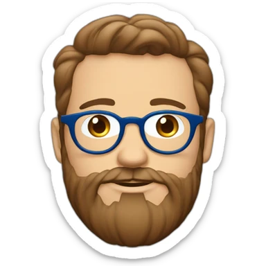 cara de hombre blanco con barba blanca, lentes azules redondos, cejas café intenso, sorprendido sticker