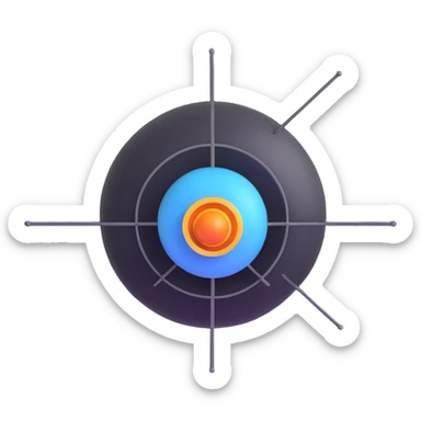 neutron approaching nucleus with cross section highlighted sticker