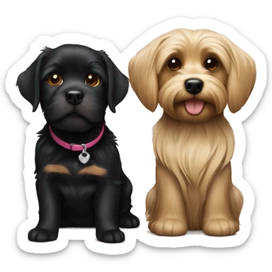 Yorkie and black lab together  sticker