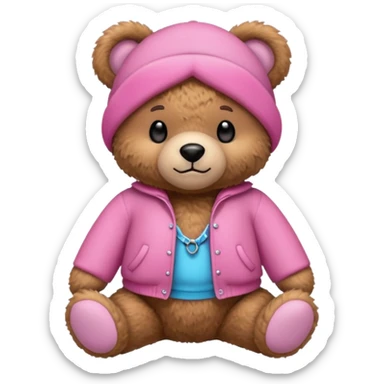 Teddy bear wearing pink clothes  sticker