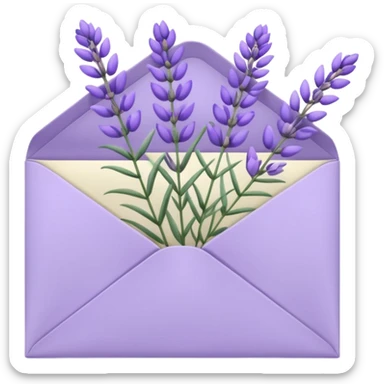 Pastel light whitish purple envelope with lavender flowers inside  sticker