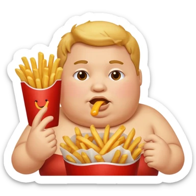 Fat person with French fries sticker
