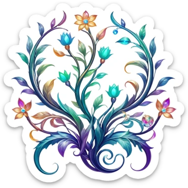 Epic divine legendary celestial vines flowery complex detailed iridescent gradients marbles aesthetic-scenery-Decorations sticker
