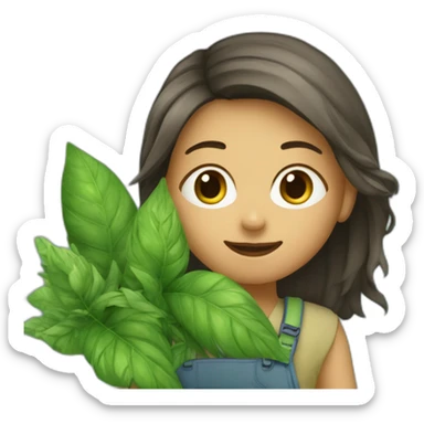 jeune fille entourée de plantes sticker