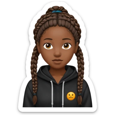 black girl with braids in a black hoodie sticker