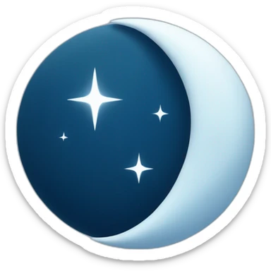 A dark blue moon with a small white bow on the right side sticker