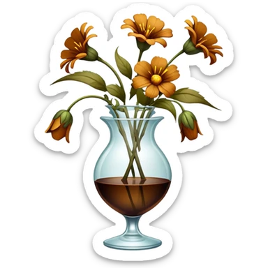 severely drooping dead flowers hanging over the edge of a vase sticker
