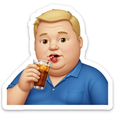 Fat Man sipping soda sticker