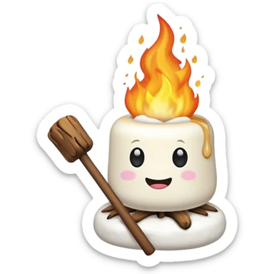 melting Marshmallow on fire wuth stick sticker