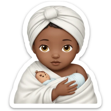 newborn black baby girl in a swaddle sticker