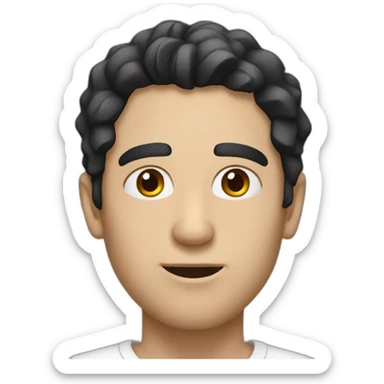 man white skin, black hair, brown eyes. speek with client sticker