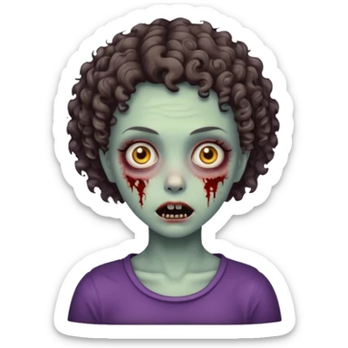 A zombie girl with very short curly hair sticker