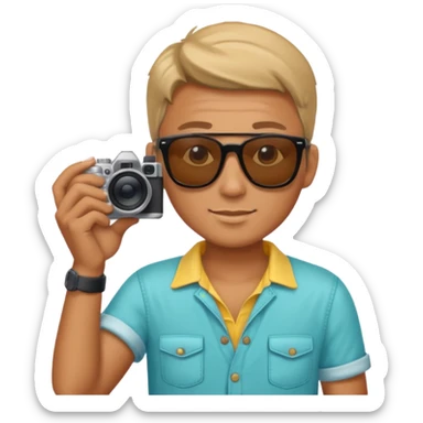 fotographer with summer clothes and sun glasses sticker