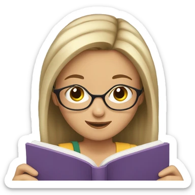 Caucasian girl reading sticker
