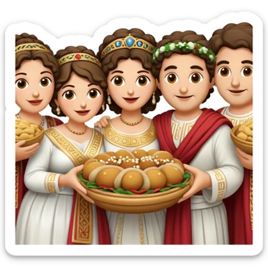 Cinematic Realistic My Big Fat Greek Wedding Pop Culture Emoji, depicting a vibrant celebration of Greek culture rendered with lively textures and festive lighting. sticker