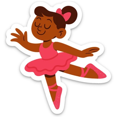 Add pink sparkly pointe shoes to the ballerina, keep the vibrant toon style, with no background. sticker