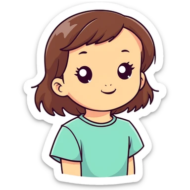 Brunette little girl sticker