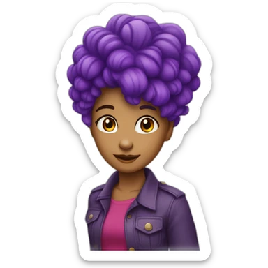 Menina cabelo cacheado e vermelho usando óculos roxo sticker