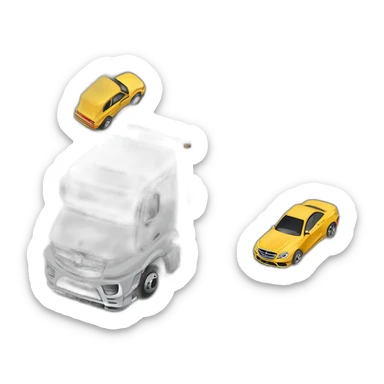 Mercedes Benz Truck rams across a stationary car sticker