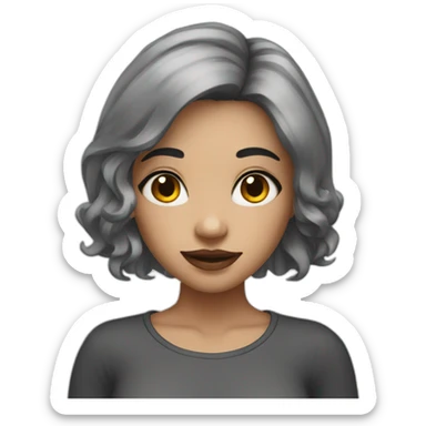 A girl with dark gray hair and a tattoo on her neck sticker