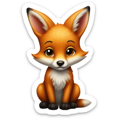 Detailled and photorealistic Baby fox with a big heart sticker