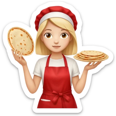girl white t-shirt red apron with a piadina in her hands sticker