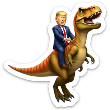 Donald Trump riding a T-Rex sticker