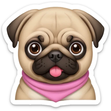 Pug  com um laço rosa na  cabeça sticker