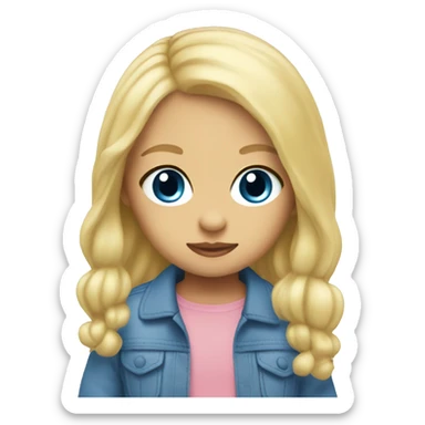 Blonde hair blue eye baby with toy bus sticker