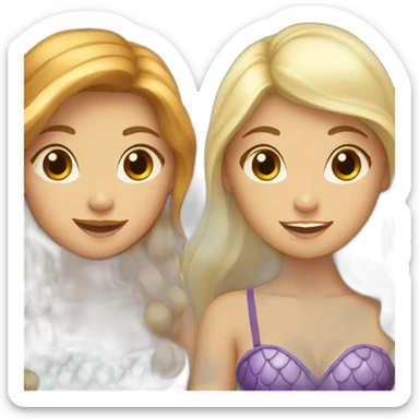 Three mermaids one blond and two brown-haired sticker